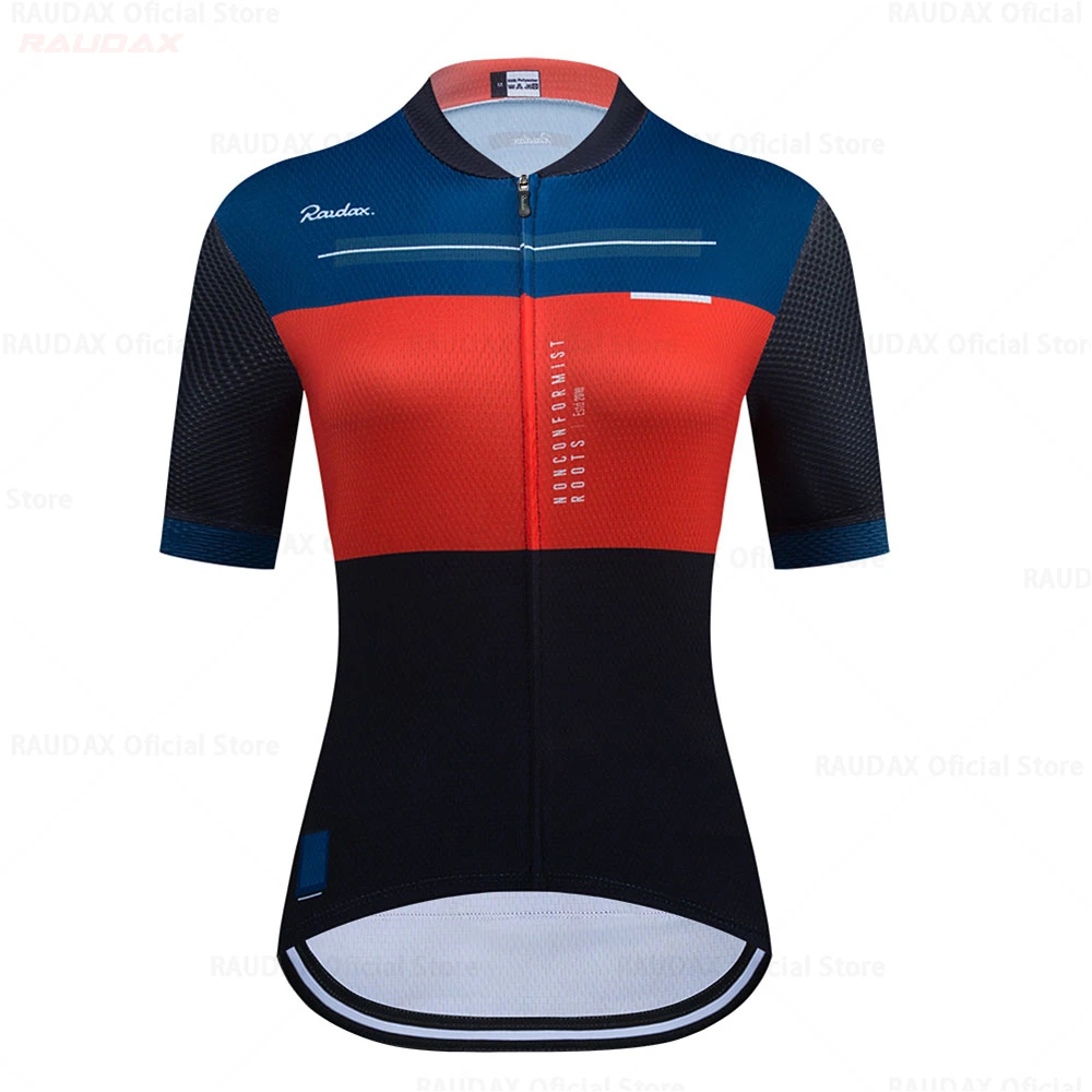 Raudax Women's Cycling Clothing Short Sleeve Ropa Ciclismo Summer Cycling Jersey Triathlon Bike Jersey Uniform Kit
