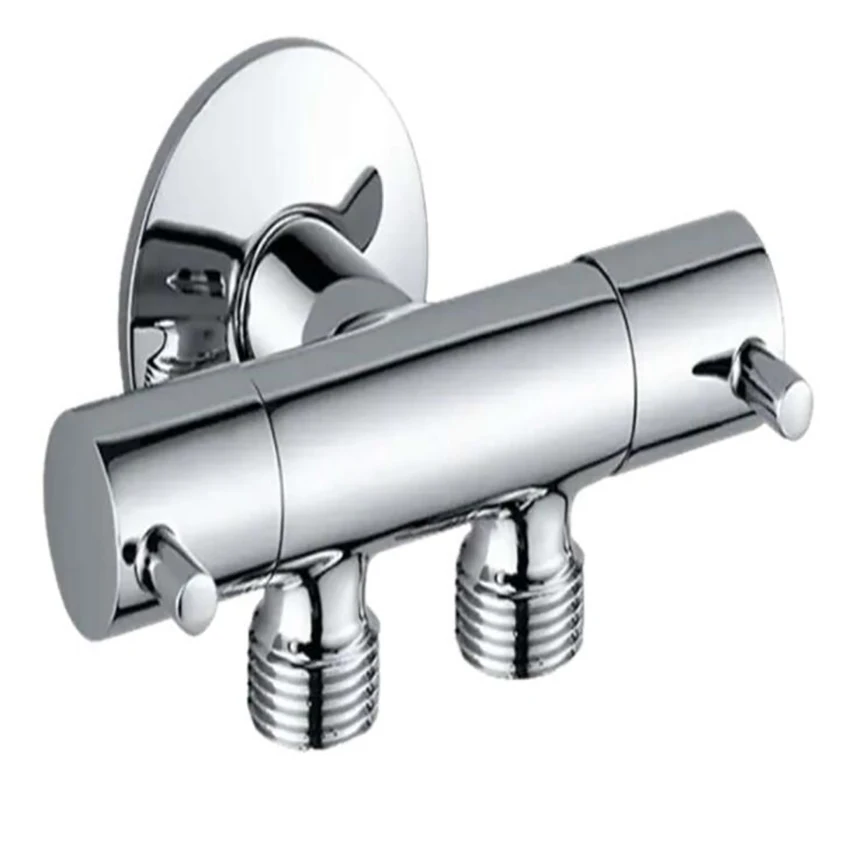 Настенный медный Трехходовой Угловой запорный клапан с 2 ручками, двойной выход G1/2& G3/4, для стиральной машины, кран для ванной комнаты