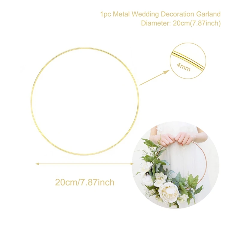 Metal Ring 2 PATIMATE венок, гирлянда, Деревенское свадебное украшение невесты, жениха, Свадебный декор для свадьбы, Mr Mrs, декор для свадебной вечеринки - Цвет: Metal Ring 2
