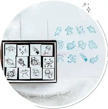 

12pcs Wooden seal cute animal fresh flower hand account decorative seal