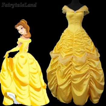 

Beauty and Beast Dress Cosplay Halloween Princess Costumes For Adult Women Fancy Princess Belle Costume Yellow Skirt