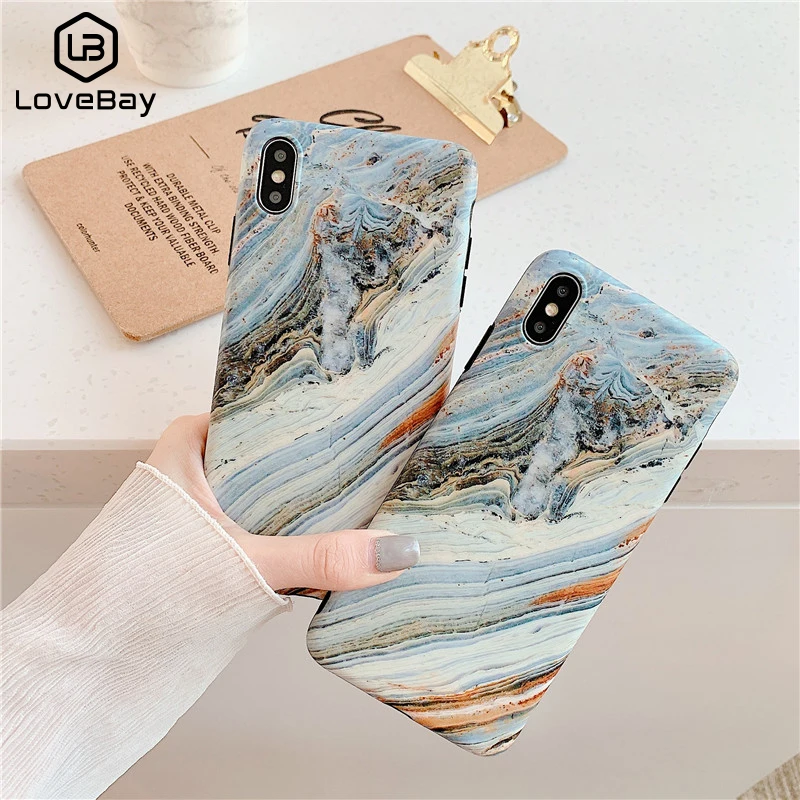 

Lovebay Gray Marble Pattern Case For iPhone X XR Xs Max Simple Phone Case For iPhone 6 6s 7 8 Plus Soft IMD Silicone Back Cover
