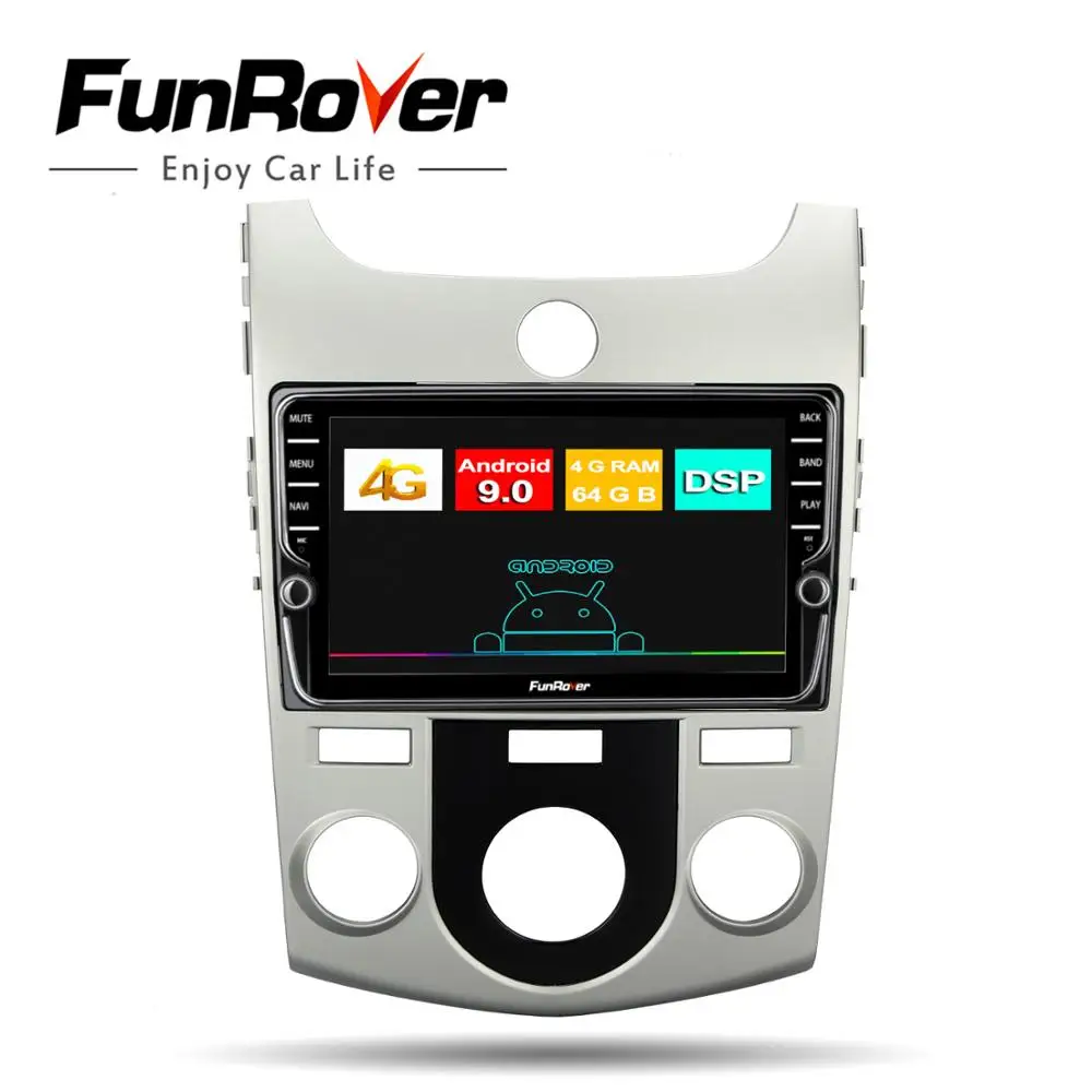 Discount Funrover Android 9.0 car dvd gps multimedia player For KIA Cerato 2008-2013 dvd navigation radio video audio player no car 2 din 0