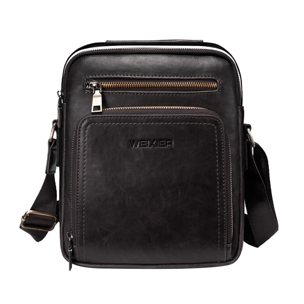 Кожаная мужская сумка Повседневная Деловая кожаная мужская s Мужская винтажная сумка через плечо сумки через плечо ретро сумки на молнии сумка для женщин#919 - Цвет: Black