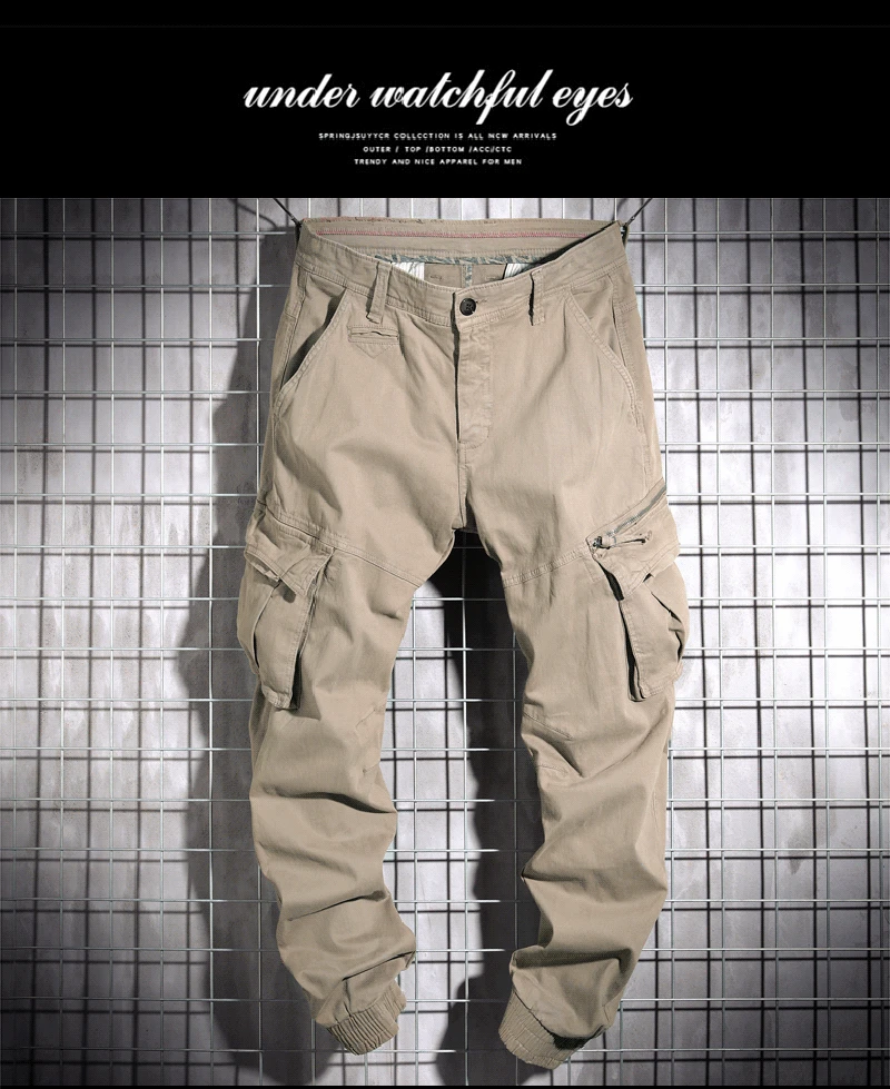 Высококачественные мужские повседневные брюки свободные плотные брюки карго с несколькими карманами хлопковые влагопоглощающие дышащие мужские брюки