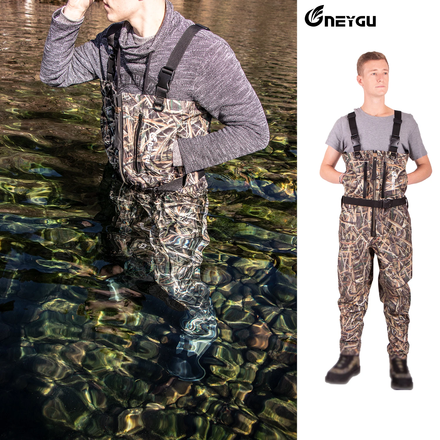NEYGU waist high waterproof breathable Overalls fishing waders with
