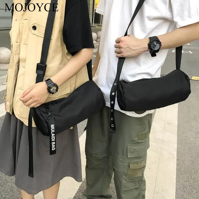 

2019 Unisex Solid Colo Cylinder Shaped Shoulder Bags Nylon Casual Men Women Travel Crossbody Bag Teenager Fashion Messenger New