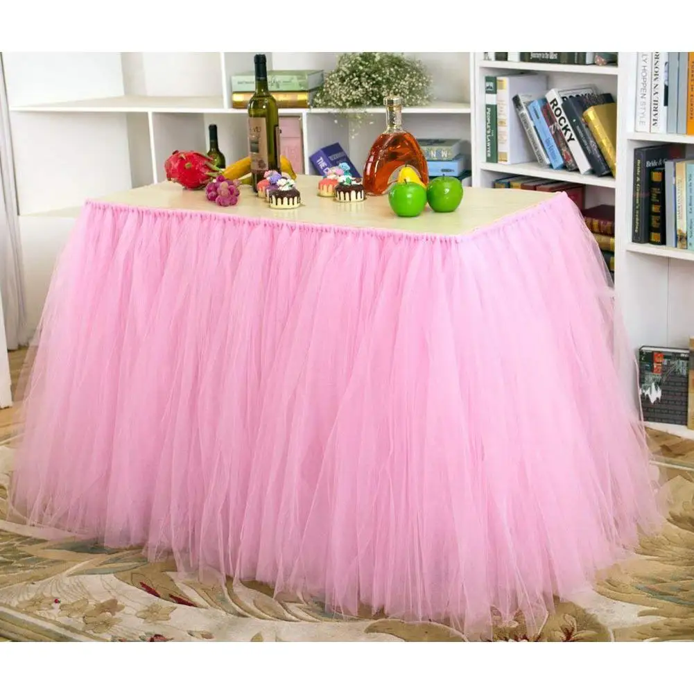 

DishyKooker 3Yard Tulle Table Skirt for Party Wedding Birthday Family Decoration