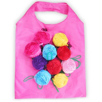 

Eco Storage Handbag Rose Flowers Foldable Shopping Bag Reusable Grocery Pouch