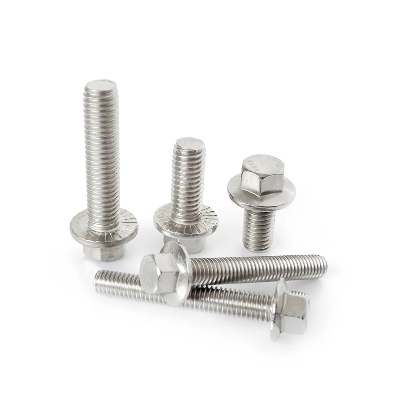 SUS 304 Flange bolt M5 M6 M8 M10 M12*L Stainless steel A2 Flange screws  outer six angle bolt AliExpress