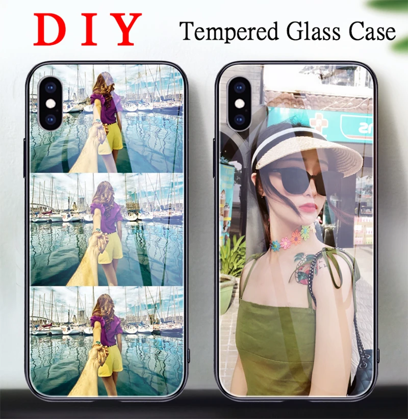 Customized DIY Tempered Glass Case For Huawei Honor 8X Mate10 20 Lite P20 30 Pro Nova 5 6 6SE P Smart Plus 2019 Photo Name Print | Мобильные