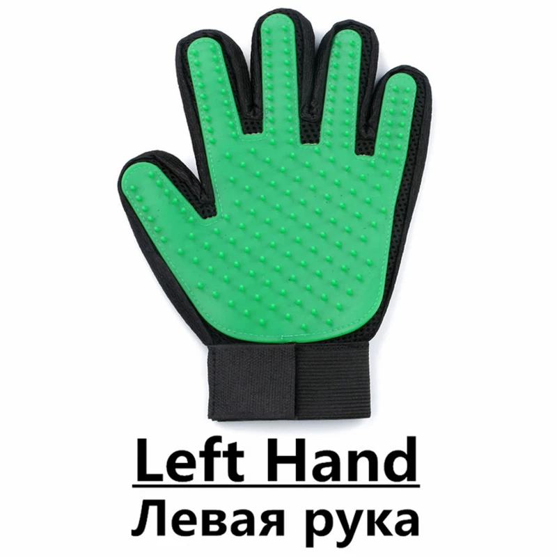 Щетка для домашних животных, перчатка для ухода за собаками и кошками, мягкая эффективная перчатка для ухода за собаками и кошками, принадлежности для чистки кошек, перчатка для домашних животных, расчески для собак - Цвет: Green-Left Hand
