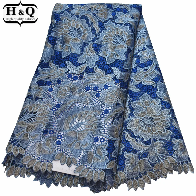 

Newest 2019 Nigerian Guipure Lace 5 Yards/Piece African Water Soluble Lace With Stones Cord Lace Fabric For Ladies Evening Dress