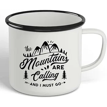 

Stainless Steel Camping Coffee Mug Gift The Mountains Are Calling And I Must Go Enamel Birthday Christmas Outdoors Metal Enamel