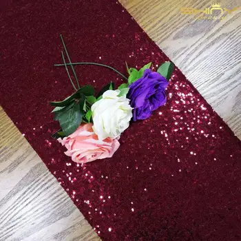 

12x108-Inch Table Runners Maroon Sequin Table Runner Christmas Decoration for Home Glitter Table Runners-M1012
