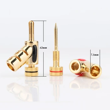 

4pcs hifi audio gold plated lock speaker cable plug hi-end banana connector plug