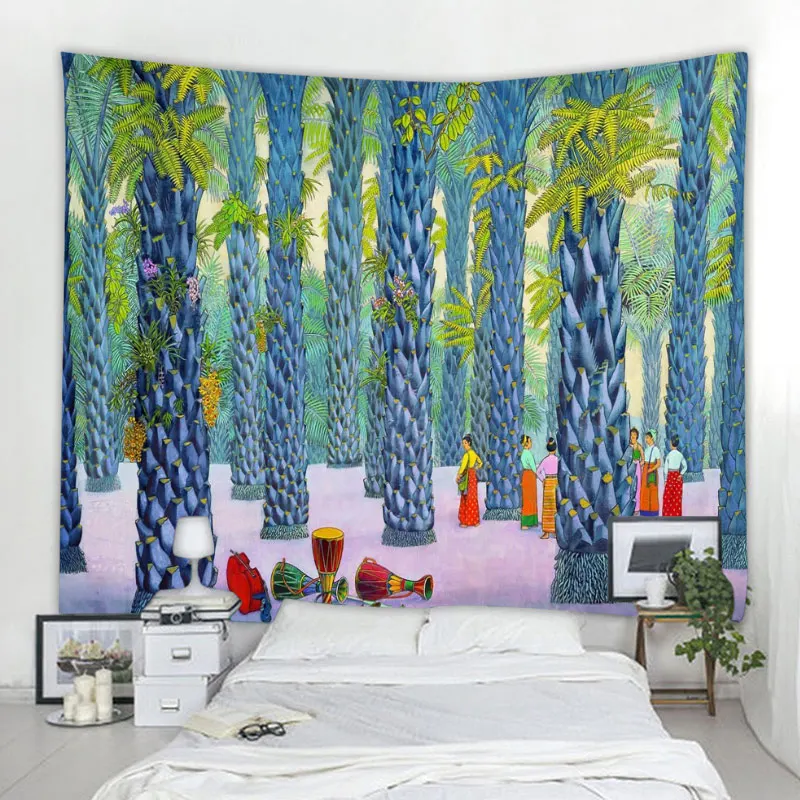 Красивая тропическая Коко искусство Мандала Печатный полиэстер гобелен настенный для украшения дома гостиной спальни офиса 6 Размер