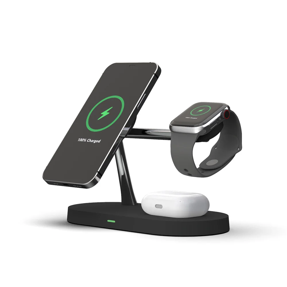 Timess 5in1 Magnetic Wireless Charger Stand For iPhone 13 12 Pro Max Mini 15W wireless charger lamp For Apple iWatch For Airpod charging pad Wireless Chargers