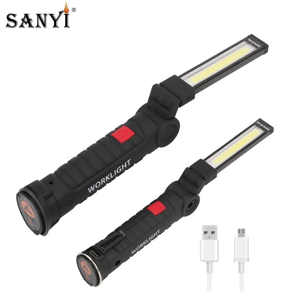 Details about   COB LED Rechargeable Work Light Magnet Flashlight With Hook Folding Torch Lamp 