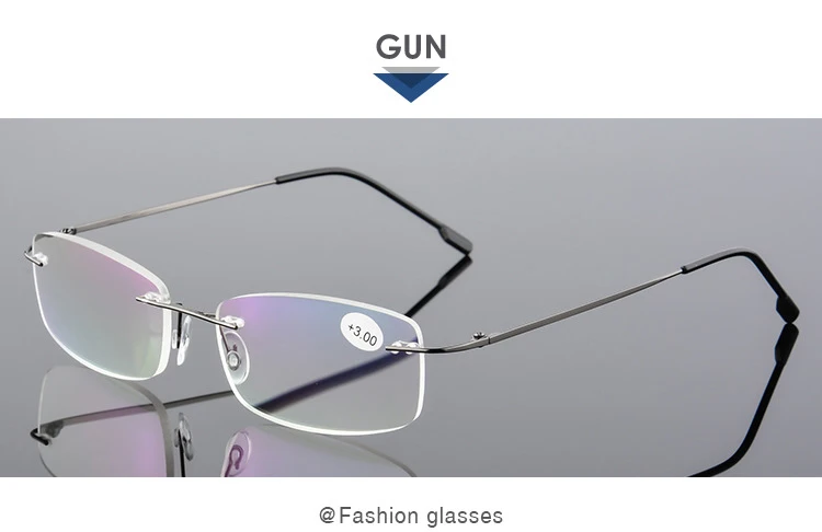 Очки для чтения без оправы, мужские, титановый сплав, складные, женские, квадратные очки, дальнозоркость, безрамные очки+ 1,0+ 1,5+ 2,0+ 2,5+ 3,0 - Цвет оправы: fold gray
