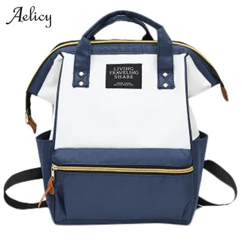 

Aelicy Women Canvas Backpacks Candy Color School Bags For Teenagers Girls Big Cute Laptop Backpack Patchwork Kawaii Backpack