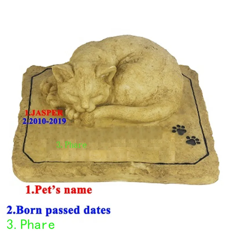 Perfect Cat Memorial Stone with A 3D Cat On The Top Sympathy Loss Gifts For Outdoors Indoors Garden Resin Stones