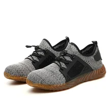 Дышащая защитная обувь для мужчин; светильник; дышащая Уличная обувь со стальным носком; защитная противоскользящая обувь с защитой от проколов