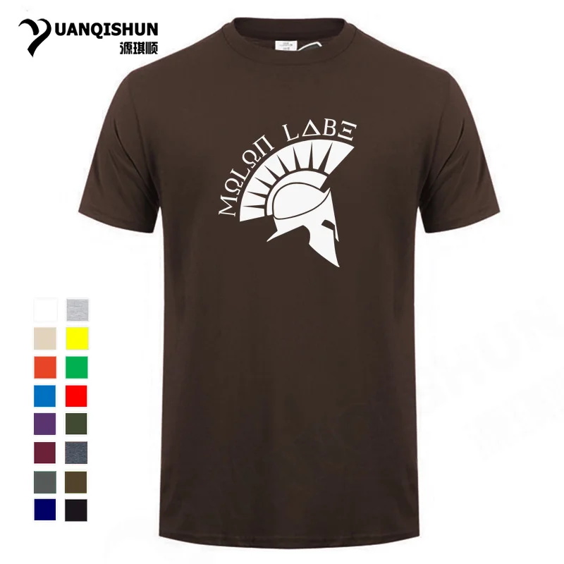 Мужская футболка из чистого хлопка Spartan Warrior Molon Labe для уличного фитнеса 16 цветов
