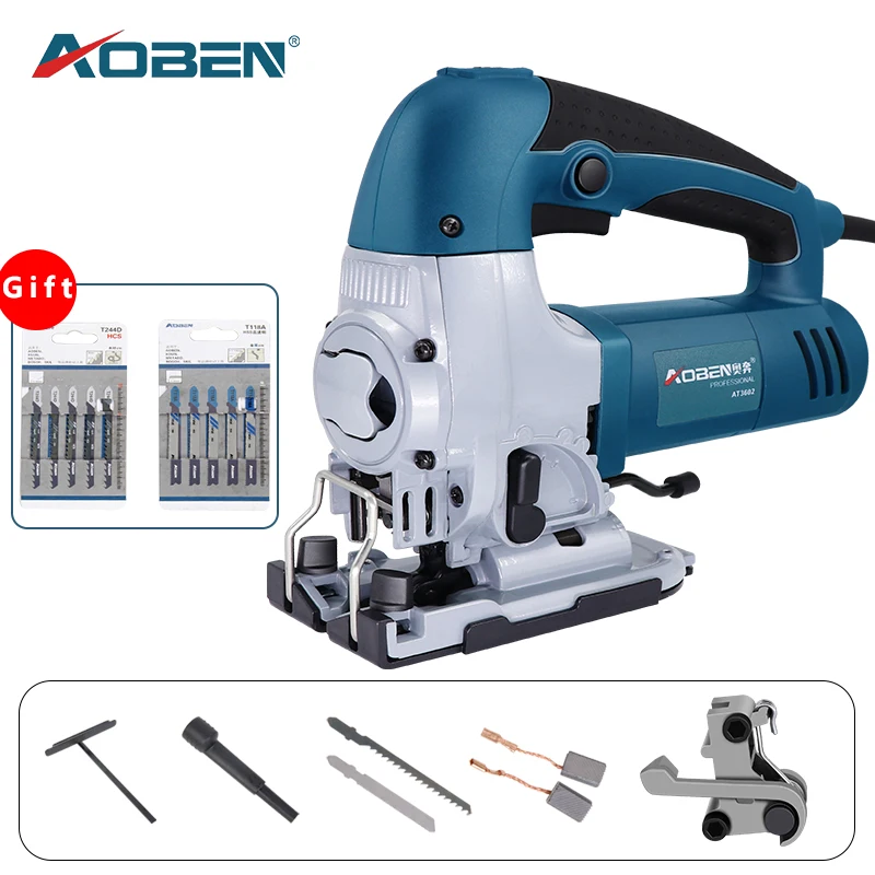 

AOBEN 600W Electric Jig Saw Guide 6 Variable Speed Electric Saw 10 Pieces Metal Blades 1 Pieces Carbon Brush Jigsaw Power Tools