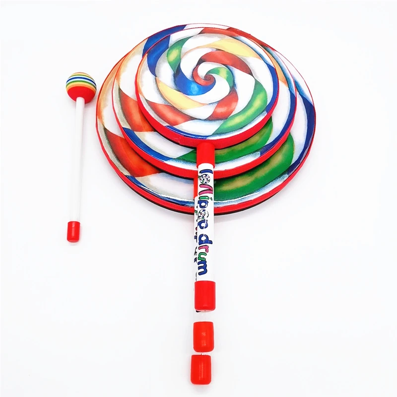 Orff Instruments Lollipop Drums 6/8/10 Inch Three Size Dance Props Percussion Instruments Hand Drum Preschool Education Toys