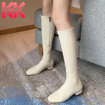 

KemeKiss Women High Heel Shoes Fashion Over Knee Boots Women Warm Winter Boots Sexy Square Toe Casual Footwear Size 35-40