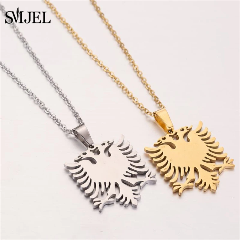 

SMJEL Stainless Steel Albanian Eagle Necklace Women Men Unisex Chain Necklaces Mystery Gifts For Kids