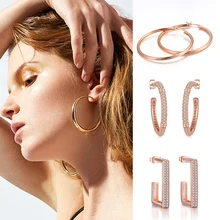 Африканские минималистичные серьги-кольца для женщин цвета розового золота, модный бренд, винтажные панк серебряные ювелирные изделия E093 E659