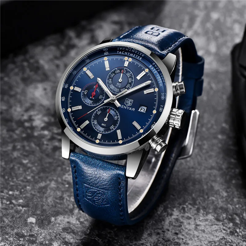 BENYAR мужские роскошные часы Топ бренд кварцевые часы с хронографом модные спортивные автоматические часы с датой военные часы Relogio Masculino