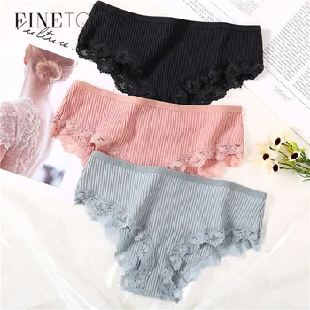 

FINETOO M-XL Women's Panties 3Pcs/Set Cotton Solid Girl Briefs Sexy Lingerie Female Underwear Ladies Underpants Women Intimate