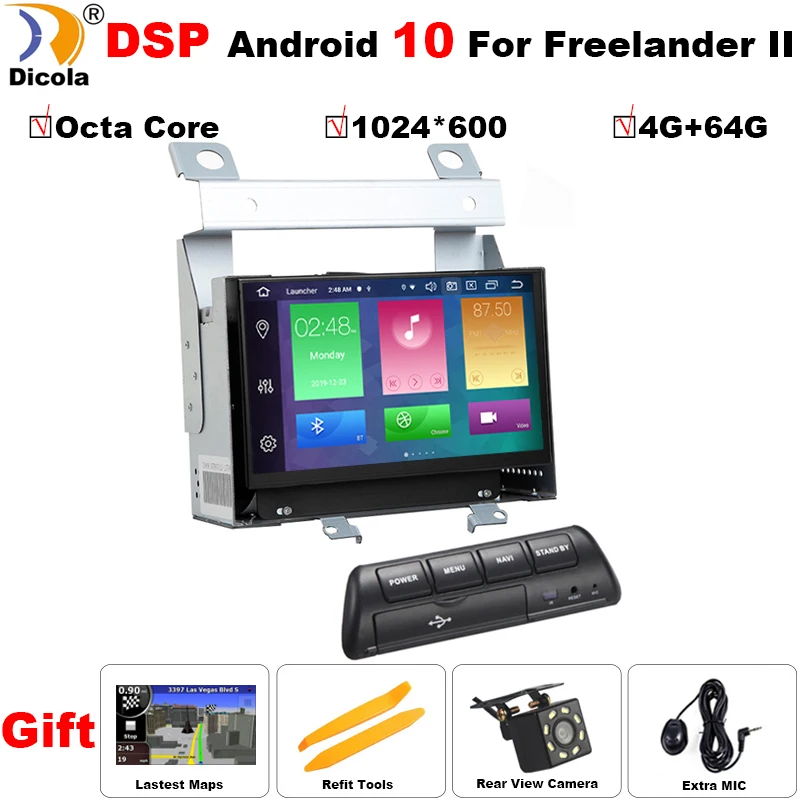 Jogador do Andróide 10 de Gps do Carro Dvd de Px5 Dsp para Land Rover Freelander Wifi Bluetooth Espelho Ligação Dab Mapa Tpms Dvr 7 2 2007-2020