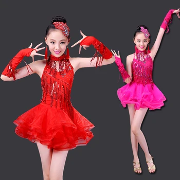 

2020Girls Latin Jazz Stage Dance Clothing Dancewear For Girls Children Blue Performance Kids Dance Costume Child Tutu Dress New