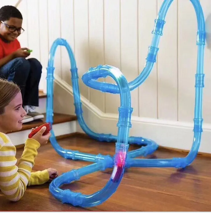 

New Style Electric Remote Control Pipeline Rail Car High-Speed Race Car Model Toy DIY Children'S Educational Assembled Toys