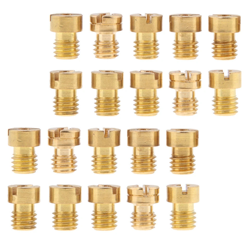 20 Pieces 5mm Motorcycle Carburetor Main Jet Set - Size 108 110 112 114 115 116 118 120 122 124 Brass