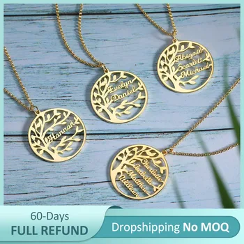 

Dropshipping Custom Name Necklace Women Tree of Life Stainless Steel Name Personalised Necklaces Pendants Mothers Day Gift Ideas