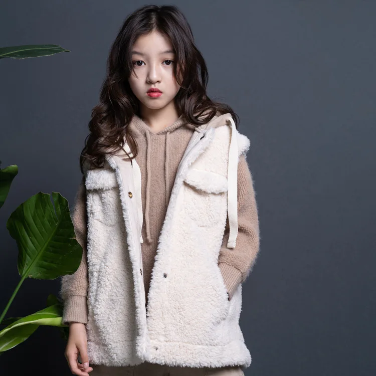 

Kids Vest Girls New 2019 Winter Autumn Cloth Vest Infant Lambswool Warm Hooded Windbreaker Jacket Children's Vest Girl Waistcoat