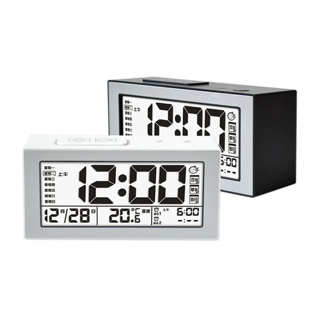 Сенсорный электронный будильник, светящийся датчик температуры, отображение времени, даты, недели, несколько групп будильника, белый, черный