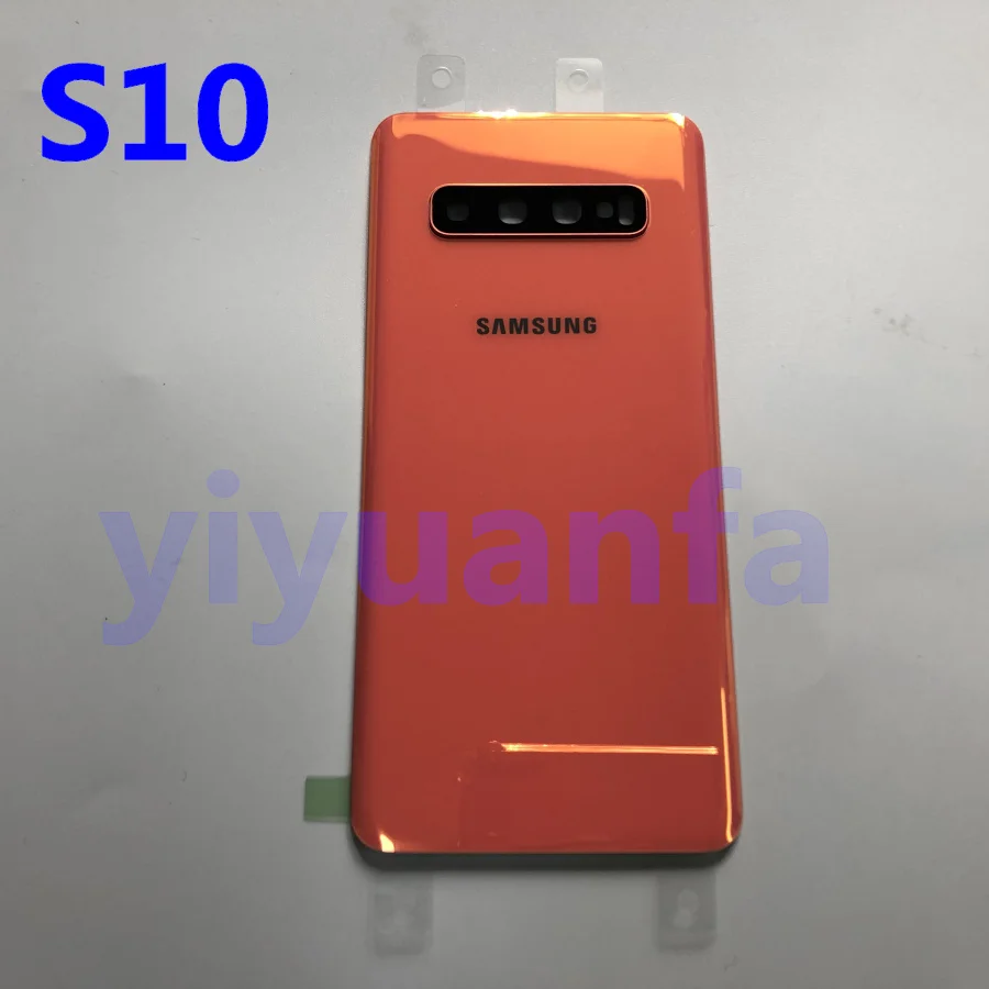 Samsung Galaxy S10 G973 S10 Plus G975 S10E задняя крышка батарейного отсека задняя крышка Корпус Запасные части+ стеклянная рамка объектива камеры - Цвет: S10 Orange