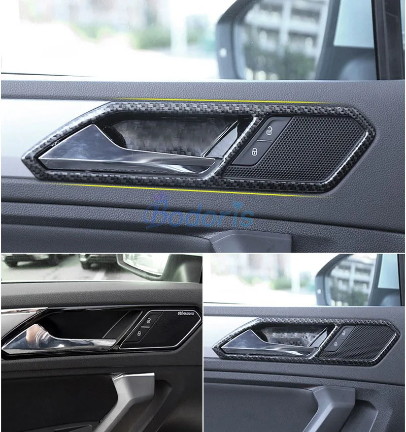 Для Volkswagen VW Tiguan L 2017 2018 углеродное волокно цвет межкомнатные дверные ручки Чаша