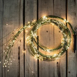 600 LED Green Cable Waterfall Lights Fairy String Christmas Lights for Curtain Outdoor Tree Garlands Holiday Wedding Party