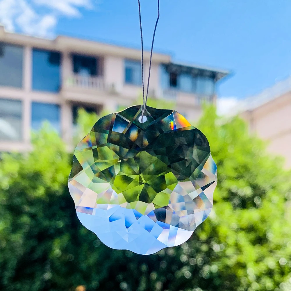 Clear Flower Hanging Crystals Prism Mandala Rainbow Crystal Faceted Suncatchers crystal beads crystal ball lamp crystal sun catcher chandelier crystal drops 45mm For Chandelier Parts Home Window Decoration