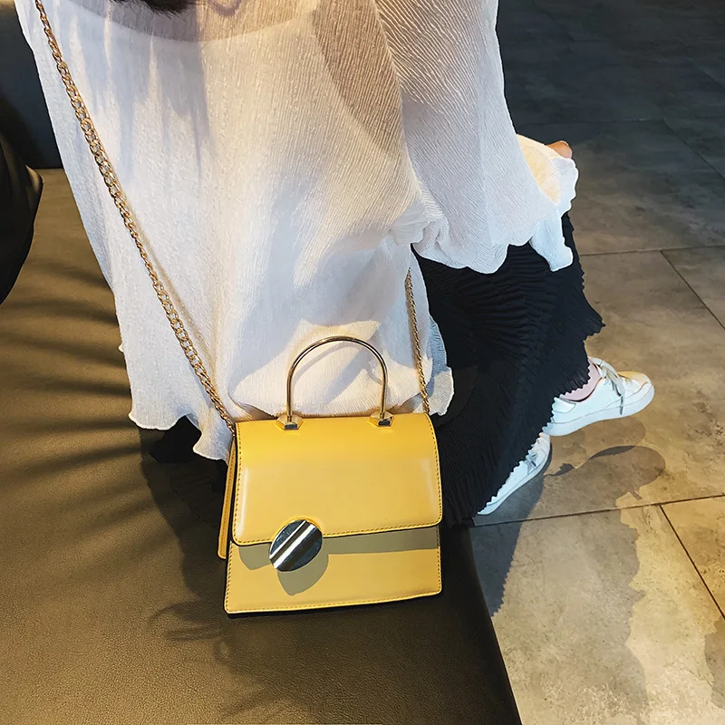 

2019 New Style Stereo Trapezoid Square Sling Bag Metal Partial Lock Chain Shoulder WOMEN'S Bag