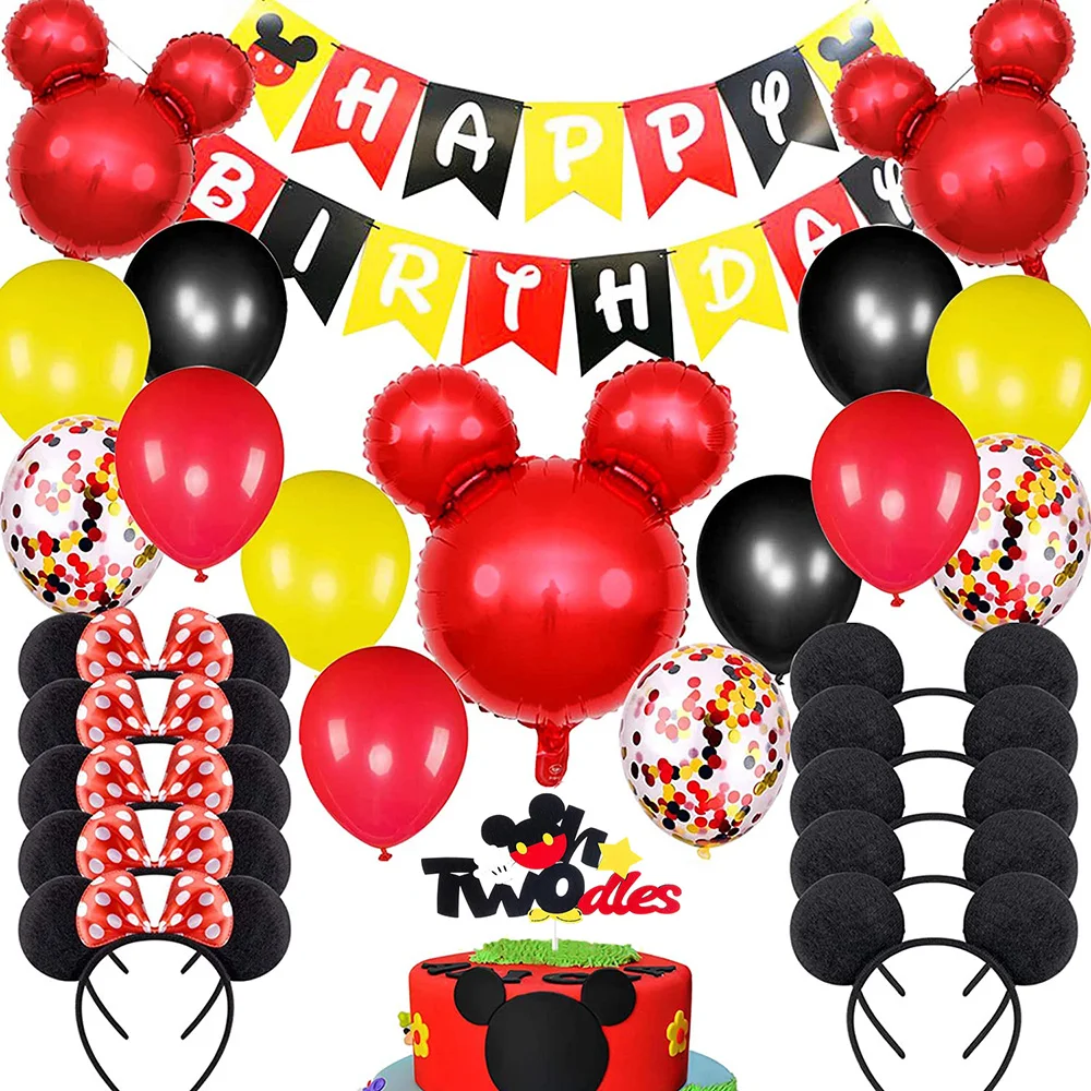 Forniture per feste di 1 ° compleanno di topolino topolino Toppers  palloncini decorazioni per feste Banner di buon compleanno per BabySupplie  - AliExpress