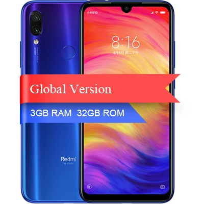Blue 3GB 32GB Xiaomi Redmi Note 7 с глобальной версией, 3 Гб ОЗУ, 32 Гб ПЗУ, Смартфон Snapdragon 660, четыре ядра, 4000 мАч, QC4.0, 6,3 дюйма, 48 Мп+ 5 МП, мобильный телефон - Цвет: Blue 3GB 32GB