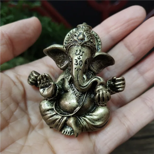 Statue de seigneur Ganesha couleur Bronze, ornements de bouddha, Sculpture d'éléphant de dieu hindou, décoration de maison et de bureau, Statues de bouddha 6